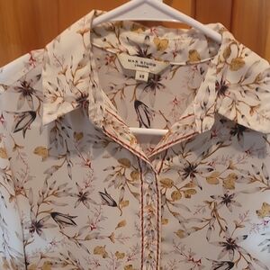 Max Studio Floral Blouse - Cream and Black